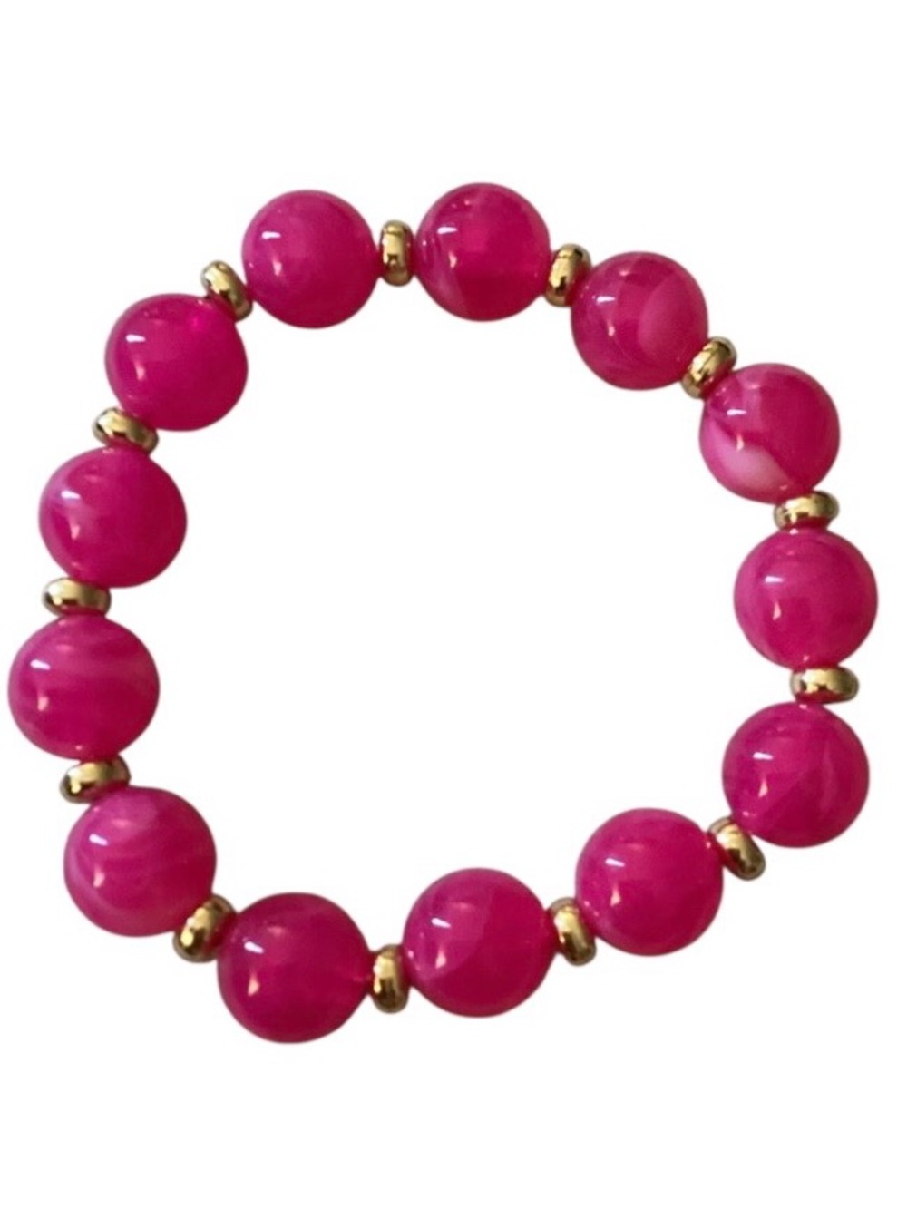 Boho Style Milky Pink/Gold Beaded Stretch Bracelet (NWT)